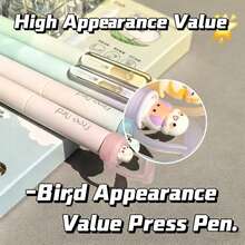 4 piezas Bolígrafos con forma de pájaro neutros y lindos, con Body giratorio de calidad, punta de bolígrafo de 0.5 mm, bolígrafos de secado rápido para estudiantes, útiles escolares esenciales, regalo, regalo del Día de San Valentín - La punta del pájaro - Ver 2