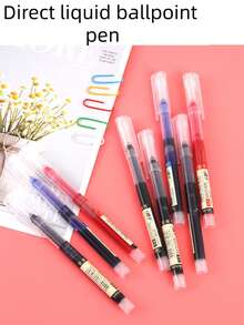 10支装速干液体墨水圆珠笔，大容量圆珠笔，0.5mm毛笔，问题解决笔，碳纤维笔，适用于文具、办公用品和返校用品。 - 套裝 - 查看 6