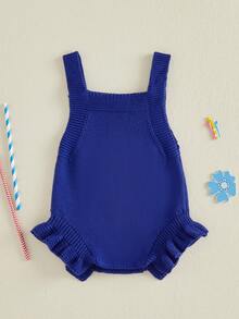 Newborn Baby Girl Knit Romper 4th Of July Flag Sleeveless Jumpsuit For Newborn Toddler Cute Independence Day Clothes - 藍色 - 查看 8