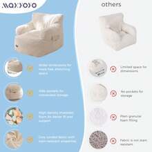 CZKQ MAXYOYO Puf para s sofá de puf para s pequeños con relleno puf para s y niñas sofá perezoso con bolsillo para jugar leer color beige - Blanco - Ver 6