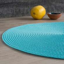4/6pcs Light Blue Round Woven Placemats, 15 Inches, Rustic Style, Solid Color Minimalist Placemats, Heat Resistant Non-Slip Easy To Clean, Dining Table Decor, Suitable For Restaurant, Hotel, Daily Use, Holiday Party - Baby Blue - View 5