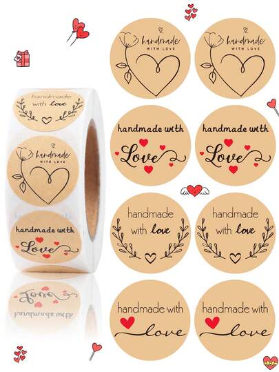 500pcs/Roll Love Round Stickers,Romantic Wedding Decoration,Self-Adhesive Stickers For Diy Gift Packages,Decorative Decals For Laptops Water Bottles Computer Phone,Envelope Sticker Label,For Baking Packaging Wedding Party Gift Bags
