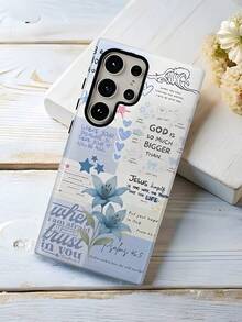 Christian Phone Cases, Inspirational Bible Verses | Bible Religious Quotes, Faith And Hope | Aesthetic Flowers 2-In-1 Film Phone Case With Protection - Compatible With IPhone 17/16/15/14/13/12/11/7/8/PLUS/PRO/PROMAX/AIR/X/XS/XR, Is A Thoughtful Birthday Gift For Your Girlfriend, Boyfriend And Friends. - 藍色 - 查看 7