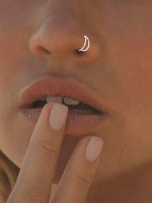 S925纯银独特几何双环鼻环 - 單隻鼻環 - 查看 2