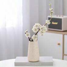 Jarrón beige con textura blanca de 6 pulgadas jarrón de pampas jarrones rústicos bohemios para decoración del hogar decoración de granja jarrones de flores modernos en crema minimalista para-B031 - Copo de nieve - Ver 5