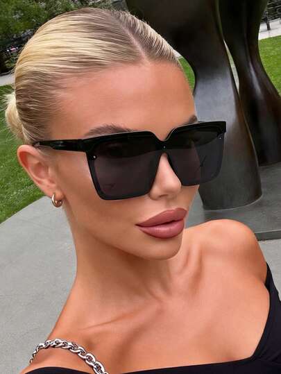 1 Pair Classic Design Elegant Square Fashion Glasses, Women's - Tropical Beach Vacation, Street Photography, Music Festival Accessory, Suitable For All Face Shapes, Summer Accessory