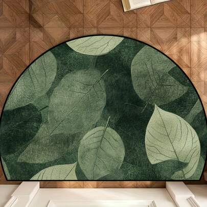 1件装清新绿叶印花半圆形门垫，森林绿叶图案玄关地毯，优雅家居绿色植物主题装饰垫，门垫，小地毯，迎宾垫，地毯，地垫，户外门垫，厨房地毯，家居装饰，前门垫，小地毯，户外垫，家居装饰，地毯，花园地毯，可水洗地毯