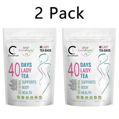 (2 Pack)Natural 40 Days Herbal Tea - No Laxative & Caffeine, Metabolic Balance & Body Wellness Support