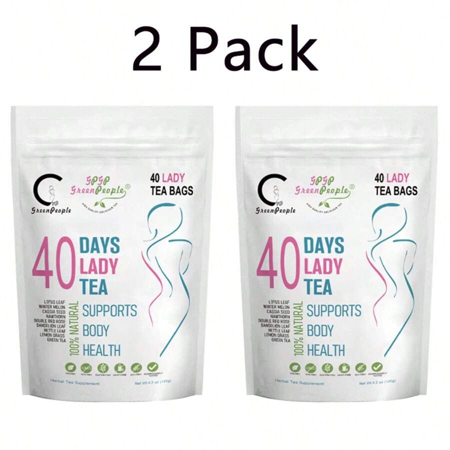 (2 Pack)Natural 40 Days Herbal Tea - No Laxative & Caffeine, Metabolic Balance & Body Wellness Support