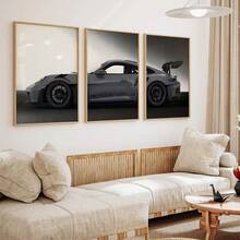 3pcs Car Poster Prints, Suitable For Children's Room, Home Office, Daycare, Dorm Gift (For Men), Fun Canvas Wall Art, Applicable For Home Bedroom Kitchen Living Room Bathroom, Hotel, Cafe, Office Decor - Multicolor - View 1