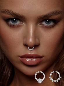 925 Sterling Silver Single Nose Ring, CZ Diamond Sunflower Design Nose Hoop, Suitable For Daily Wear And Parties - Single Nose Ring - View 1