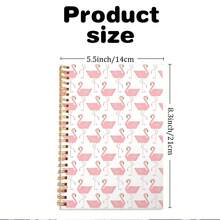 1pc Feminine Flamingos A5 Spiral Notebook Notebook, School Supplies, White/Pink - A - View 2