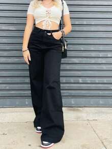 WideLeg Black Lisa Premium - 黑色的 - 查看 3