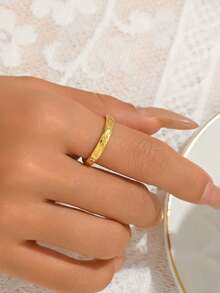 925 Sterling Silver Ring, Versatile Daily Wear For Women, Stackable, Couples Rings, Romantic Valentine's Day Gift - Yellow Gold - View 4