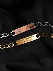 1pc Customized Eye Name Bracelet, Personalized Stainless Steel Couple Bracelet, Engraved Eye & Name Bracelet, Personalized Fashion Curved Plate Bracelet, Valentine's Day Gift, Unique Photo Gift For Partner, Family, Friends, Unisex Customized Valentine's Day Gift - Color-printed Eye Bracelet - View 6