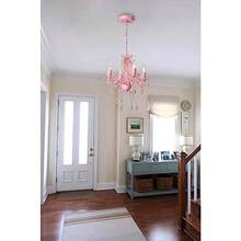 Lámpara de araña de vidrio pequeño color rosa lámpara de acrílico clásica 4 luces para recámara-003 - Rosado - Ver 4