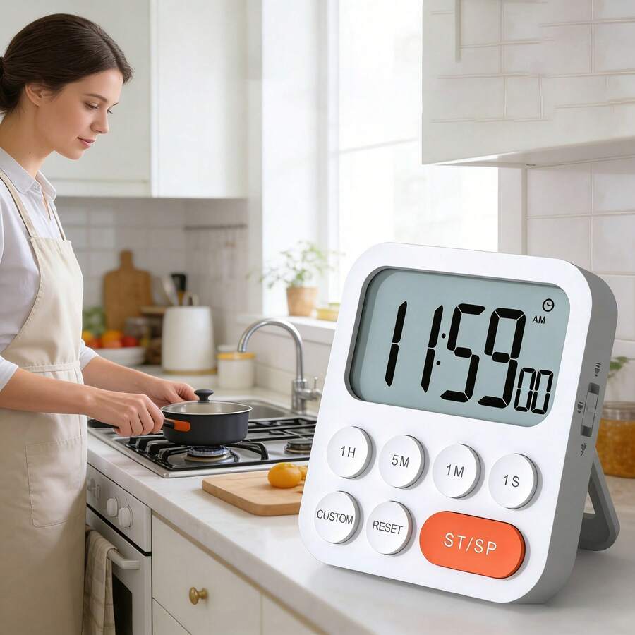 Visual Large-Screen Timer & Alarm Clock - Customizable Settings, Adjustable Volume 12/24H Switchable, Ideal For Kitchen Cooking & Study, Practical Time Management Reminder Tool. - Multicolor - View 1