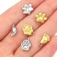 5pcs/Pack Stainless Steel Cat Paw Pendant, Creative Bracelet Necklace Keychain Charm, Cute Fashion Jewelry DIY Accessories - Cat Paw Pendant - View 3