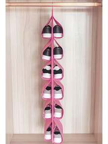 1个粉色无纺布12口袋悬挂式鞋袋，家居衣橱收纳袋 - 粉色 - 查看 4