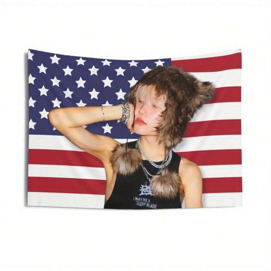 A P1HARMONY Jongseob American Measuring 3X5 Feet - P1Harmony 2024 Kpop Merchandise, Killin It Concert Items, Durable Fabric Indoor/Outdoor Decoration, K-Fan Birthday Gifts, Concert Additions, American Design - 1PC - 查看 1