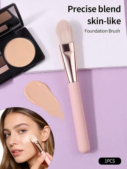 1pc Soft Tongue-Shaped Foundation Brush, Seamless Makeup Application, Recommended By Professional Makeup Artists