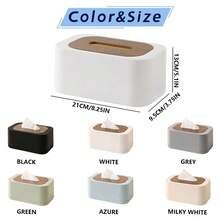Wooden Grain Lid Luxury Tissue Box, Dust-Proof Tissue Paper Storage Box, Suitable For Bedroom Bedside, Office Desk, Dining Table, Living Room, Decorative Tissue Box (Black/White/Gray) - Multicolor - View 6