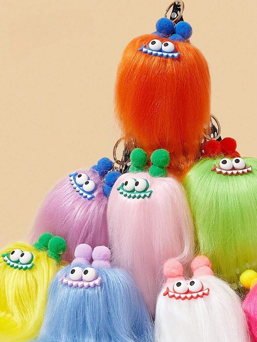 Joivida 1 pièce Porte-clés de sac à dos en feutre avec lèvres de saucisse drôles, personnage de dessin animé mignon mais laid. Accessoires kawaii, faveurs de fête, fournitures scolaires, décoration amusante, cadeau farce - Multicolore - Voir 1