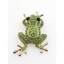 1pc Creative Colorful Rhinestone Frog Brooch Accessory, Suitable For Summer, Queuing, Gatherings, Vacation, Gift For Friends Halloween Accessories Teachers Day - 綠色 - 查看 4