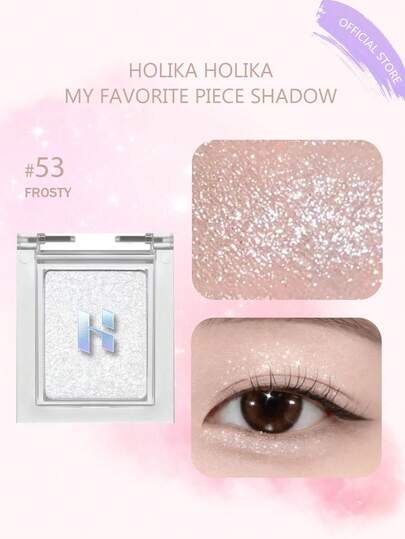 HOLIKA HOLIKA My Favorite Eyeshadow Shade 53 FROSTY, Lightweight & Smooth Pressed Texture, Long-Lasting & Smudge-Proof, Portable Pocket Size, Easy Finger Application, Non-Creasing, Convenient Touch-Up, Travel Essential, De-Puffing, 5-Minute Emergency Makeup, Korean Beauty, 1.8g/0.06oz