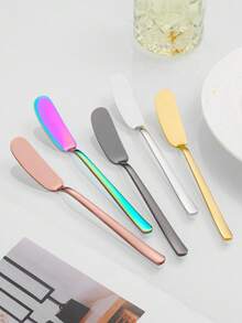 1 pieza Dispensador de mantequilla de acero inoxidable, cortador multiusos, cortador de queso, cuchillo para pan, mermelada y mantequilla, cuchillo para crema, apto para pan, mermelada, queso, pastel, mantequilla, helado, utensilios de cocina para el hogar - Multicolor - Ver 5