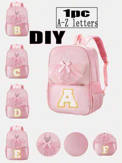 1 Zipper Closure, Fashionable Sweet Princess Style Dance Bag, Stylish A-Z 26 Letter Stickers, Solid Color Backpack, Teen Ballet School Bag, Can Be Used On The Go, With Adjustable Shoulder Strap, Comfortable For Playing, Smooth And Long, Multifunctional Without Being Fussy, Perfect Gift For Friends And Teenagers (Diy Letter Stickers)