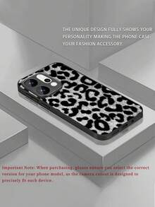 Cheetah,Leopard Print Classic Black Leopard Print Painted Glass Phone Case, Compatible With Samsung/Compatible With Redmi/Vivo/Realme/OPPO/Honor, Various Phone Models Protective Cover - Black - View 3