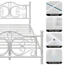 Metal Platform Bed Frame, Headboard And Footboard/Under Bed Storage/Mattress Foundation/No Box Spring Required/Easy Assembly - trắng - Xem 5