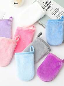 1pc Flannel Makeup Remover Gloves, Washable Finger Cleansing Gloves, Facial Cleansing Gloves - A - View 3