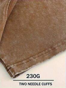 2026 Summer TopsWomen's Vintage Washed Distressed Printed T-Shirt-Men's 230g Washed Vintage Cotton T-Shirt - Tired Moms Club Graphic Print, Casual Short Sleeve Round Neck Tee, Funny Mother's Day Gift For Women, Machine Washable Summer Top, Casual Attire |   Playful Print |   Durable Fabric-Casual Round Neck Short Sleeve Cotton Street Wear Women'sTopsLoose And Comfortableshirt - 咖啡棕 - 查看 4