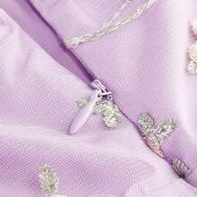 Embroidered Tulle Gown For Teens - Formal Lace Dress For Wedding Guest, Pageant & Special Occasions - 紫色 - 查看 2