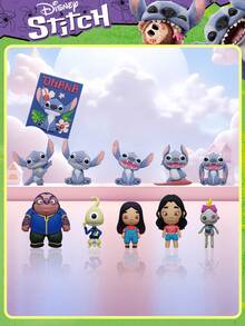 Disney 史迪奇官方授权盲盒3D立体人偶包夹挂件钥匙扣，包含强霸、普利克利、莉萝、娜妮、史迪奇等角色，可作礼物或背包装饰，1个装 - 彩色 - 查看 1