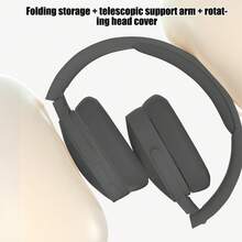 Wireless Over-Ear Bluetooth Headphones, Deep Bass Wireless Headphones With Mic, Noise Isolating, Lightweight Folding HiFi Stereo Headset For Travel/Tablet/PC/Home - 黑色的 - 查看 9
