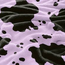 1pc Soft Flannel Blanket With Black Cow Print On Purple Background - Warm, Durable, And Stylish For Sofa, Bed, Travel, Camping, Living Room, Office, Or Gift, Multiple Sizes Available, Cozy Home Decor, Cozy Bedspread, Playful Pattern, Plush - White - View 6