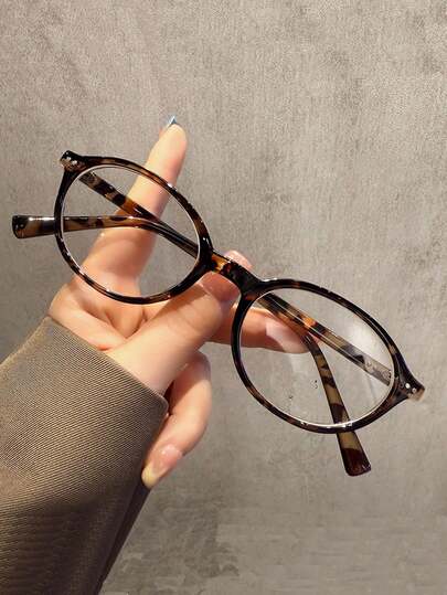 1 副女士时尚椭圆形眼镜 - 复古设计，铆钉装饰，完美契合学术风格和清晰视野！