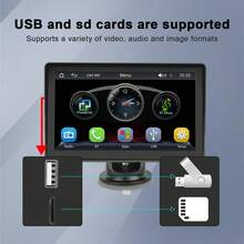 7 Inch Protable Apple Carplay Car Screen, Wireless Android Auto Dash Mount, Car GPS Navigation System With Mirror Link/Bluetooth/FM Transmitter/USB + 12LED Backup Camera - A - 查看 2