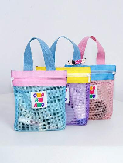 Bolsa de malla transpirable portátil para cosméticos, bolsa para paseo al aire libre, bolsa de almacenamiento variado, bolsa de mano para viajes y vacaciones, estuche, estuche de maquillaje, artículo de viaje esencial