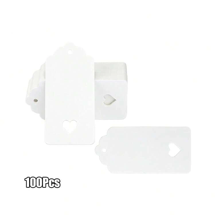 50/100 Stück rosa Cut Out Herz Hochzeitsfavoritenetiketten mit Schnüren, einfarbige Geschenkanhänger, rote Papiertags geeignet für Hochzeit und Geburtstagsfest Süßigkeiten - Pink - Übersicht 17