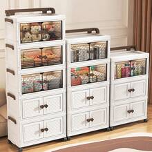 5/4/3-Tier Storage Cabinet With Swivel Wheels, Foldable Storage Cabinet, Visual Storage, Used For Bedroom, Cloakroom, Clothing Store, Laundry Room, Walk-In Closet, Toy Book File Storage - White - View 2