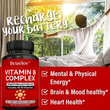 Bcuelov B-Complex Vitamin Dietary Supplement - Maintains Energy Balance, Boosts Immunity, And Promotes Health - 120 Capsules - 1 chai - Xem 5
