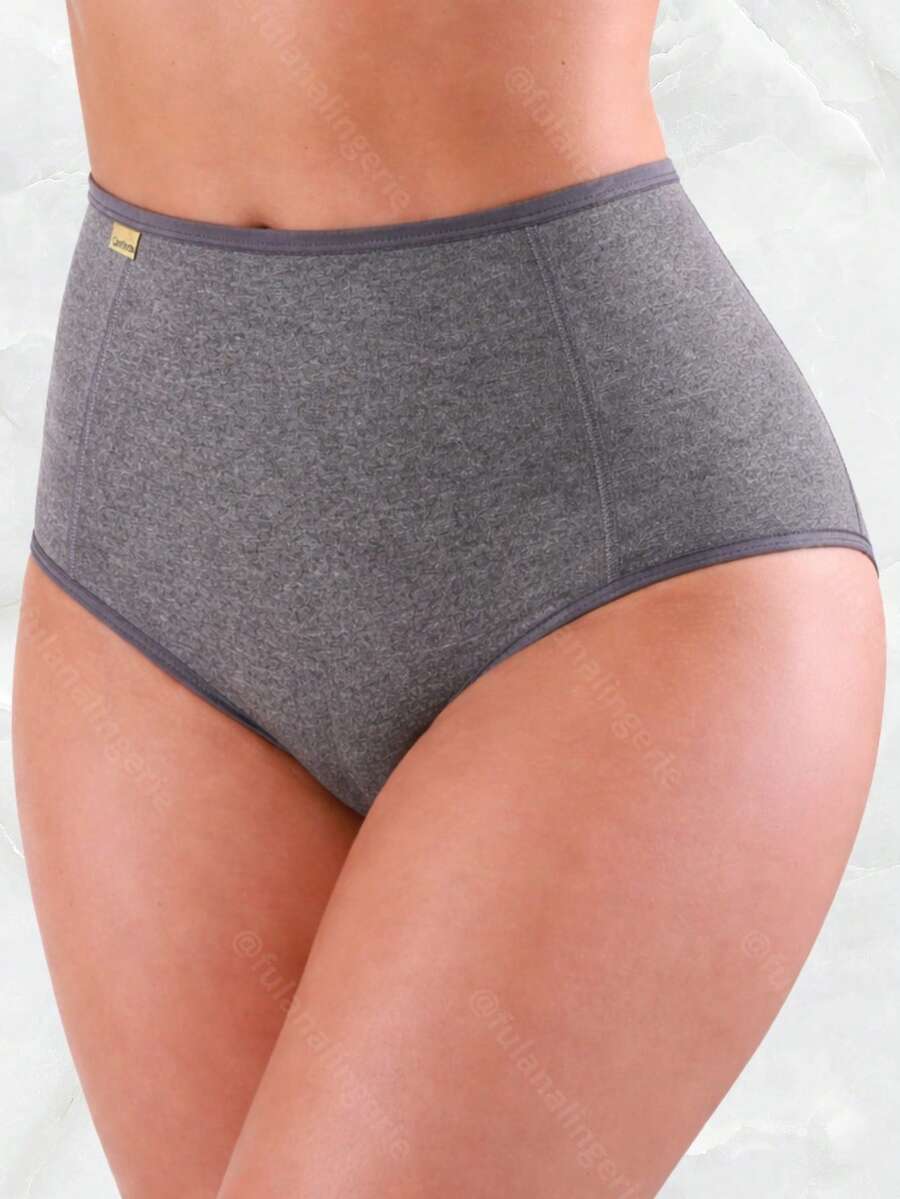 High-Waisted Panty Set With Supplex Straps - Isabela DESC - Grey - View 1