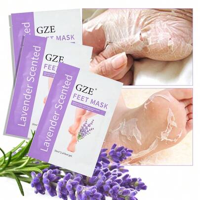 GZE薰衣草香氛足膜，专业居家足部护理，去除死皮和老茧，令双足柔软光滑，使用方便，数日见效，内含2片，每片35毫升