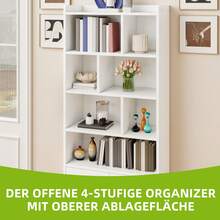 4-stöckiges Bücherregal mit Türen und Schrank, freistehendes Bücherregal mit offenen Fächern für Zuhause, Büro, Wohnzimmer und Schlafzimmer, Weiß, 60 x 30 x 159 cm - Weiss - Übersicht 9