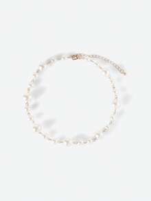 Opalesca 2pcs Unisex Punk Cross Pendant Faux Pearl Necklace, Adjustable Charm Jewelry, Couples' Necklace - 2-piece Set - View 4