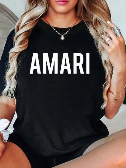 100% Cotton Amari T Shirt - Cool New Funny Name Fan Cheap Gift Tee T-Shirt Women's Vintage Relaxed Fit Tee Premium Soft Tops Printing Round Neck Fashion Shirts